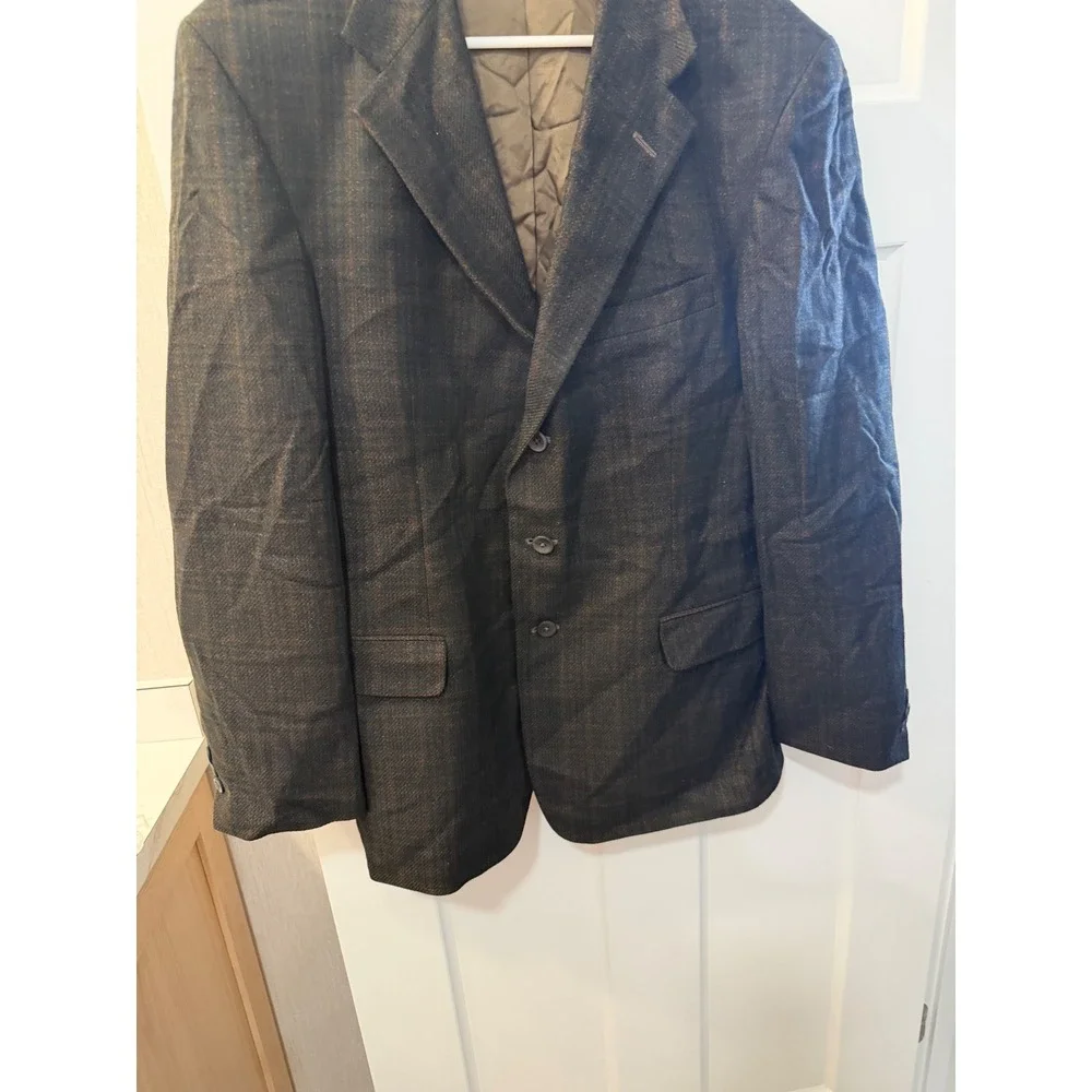 Hardwick Clothes Mens 42R Brown Plaid 3 Button Blazer Sport Coat Tailored in USA